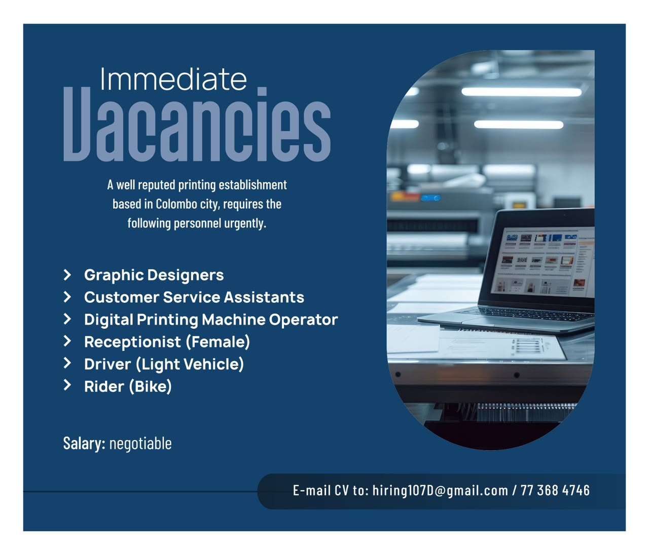 Vacanct for Graphic Designer logo